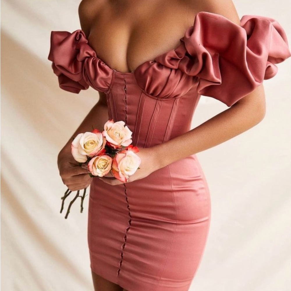 House of CB Satin Mini Dress in Rose Pink